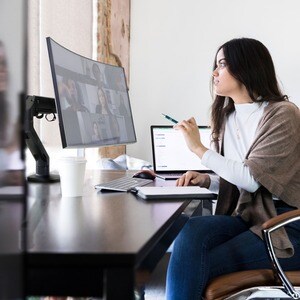 Ergotron Desk Mount for Monitor, Curved Screen Display - Matte Black - 1 Display(s) Supported - 124.5 cm (49") Screen Supp