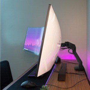 Ergotron Tischhalterung für Monitor, Gekrümmte Bildschirmanzeige - Mattschwarz - Höhenverstellbar - Bildschirmgröße: 124,5