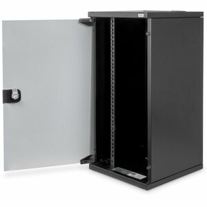 Digitus 12U Wandmontierbar Geschlossener Schrank Rackschrank für Networking - Schwarz - Glas, Blech, Feuerverzinkter Stahl