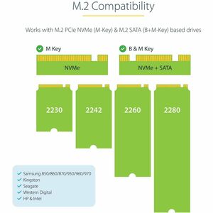 StarTech.com USB-C 10Gbps to M.2 NVMe or M.2 SATA SSD Enclosure, Portable M.2 PCIe/SATA SSD Aluminum Enclosure, USB-C & US