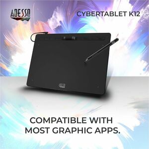Adesso 12" x 7" Graphic Tablet - Graphics Tablet - 12" x 7" - 5080 lpi Cable - 8192 Pressure Level - Pen - 1 - Mac, PC - B