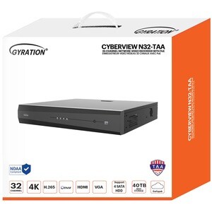 Gyration 32-Channel Network Video Recorder With PoE, TAA-Compliant - Network Video Recorder - HDMI - 4K Recording - TAA Co