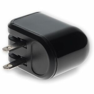AddOn Wall Charger 2X USB-A 2.0 5V at 2.4A Single port or 5V at 1A Dual port 12W total, Black - 12 W - 5 V DC Output - 2.4
