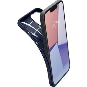 Spigen Liquid Air Case for Apple iPhone 13 Smartphone - Geometric Pattern - Navy Blue - OEM - Matte - Shock Absorbing, Dro