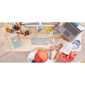 Logitech MX Keys Mini Keyboard - Wireless Connectivity - LED - English (US) - QWERTY Layout - Pale Gray - Bluetooth/RF - 1