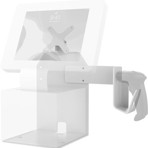 CTA Digital VESA Compatible POS Station with Printer Stand, Magnetic Scanner & Card Reader Holder (White) - VESA Mount Com