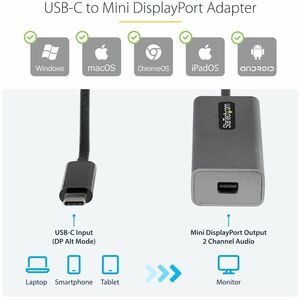 StarTech.com Adaptateur USB C vers Mini DisplayPort - Dongle Convertisseur USB Type-C 4K 60Hz vers mDP - Comp. Thunderbolt