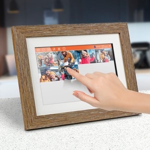 Aluratek 10" WiFi Touchscreen Distressed Wood Digital Photo Frame - 10" LCD Digital Frame - Wood - 1280 x 800 - Wireless -