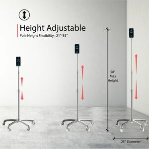 CTA Digital Heavy-Duty Rolling Floor Stand with Gooseneck and Phone Holder - Up to 7" Screen Support - 58" Height - Floor 