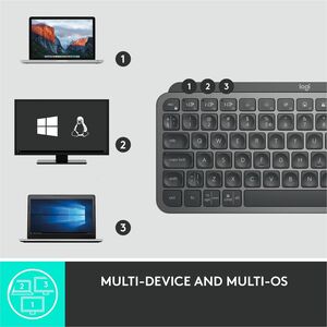 Logitech MX Keys Mini Wireless Illuminated Keyboard for Business, Compact, Logi Bolt Technology, Graphite - Wireless Conne