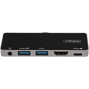 StarTech.com USB C Multiport Adapter, USB-C to 4K 60Hz HDMI, 100W PD Pass-Through, 3xUSB, Audio, USB-C Mini Dock, Portable