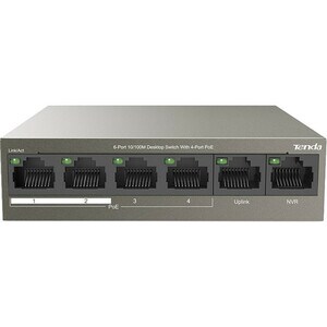 Tenda 6-Port 10/100M Desktop Switch with 4-Port PoE - 6 Ports - 2 Layer Supported - Twisted Pair - Desktop, Wall Mountable
