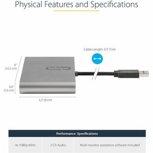StarTech.com Videoadapter - 1 Stück - TAA-konform - 1920 x 1080 Supported - Grau