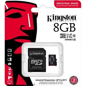 Carte Micro SDHC Kingston Industrial SDCIT2 - 8 Go - Classe 10/UHS-I (U3) - V30