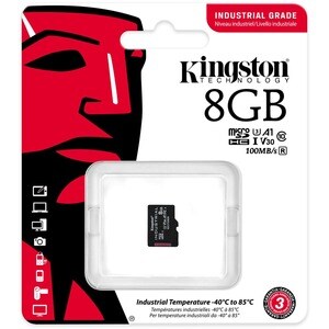 Kingston Technology 8GB microSDHC Industrial C10 A1 pSLC Card Single Pack w/o Adapter. Capacity: 8 GB, Flash card type: Mi