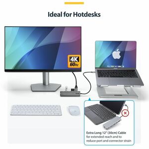 StarTech.com USB C Multiport Adapter, USB-C to 4K 60Hz HDMI 2.0, 100W PD Pass-through, SD, USB, GbE, USB Type-C Mini Dock,