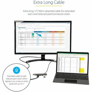 StarTech.com USB C Multiport Adapter, USB-C to HDMI 4K 60Hz (HDR10), 100W PD Pass-Through, 4xUSB 3.0, USB Type-C Mini Dock