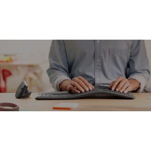 Logitech ERGO K860 Keyboard - Wireless Connectivity - USB Type A Interface - English (US) - QWERTY Layout - Graphite - Blu