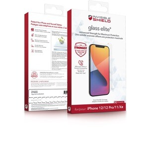 invisibleSHIELD Glass Elite+ Aluminosilicate, Glass Screen Protector - Clear - For LCD iPhone 12, iPhone 12 Pro - Smudge R