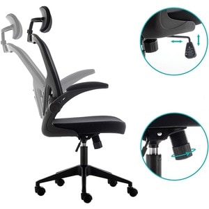 Fauteuil à bascule Urban Factory Ergo Haut - 5 branches Fond - Noir - Tissu, Caoutchouc, Plastique - Accoudoir