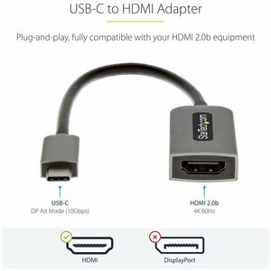 StarTech.com USB C to HDMI Adapter Dongle, 4K 60Hz, HDR10, USB-C to HDMI 2.0b Converter, USB Type-C DP Alt Mode to HDMI Mo