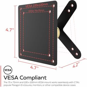 CTA Digital VESA-Compatible Rotary Ball-Head Adjusting Mount with Universal Security Enclosure (Black) - 7" to 14" Screen 