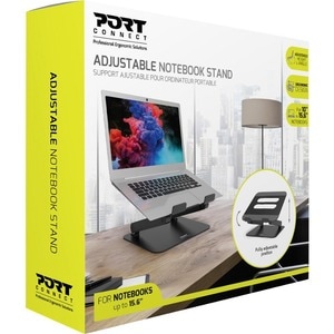 Port Connect Height Adjustable Notebook Stand - Up to 39.6 cm (15.6") Screen Support - 20.5 cm Height x 27.5 cm Width x 25