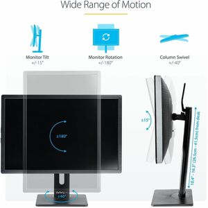 StarTech.com Free Standing Single Monitor Mount, Height Adjustable Ergonomic Monitor Desk Stand, For VESA Mount Displays u