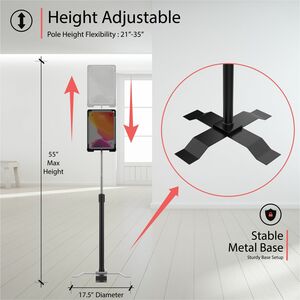 CTA Digital CTA Security Enclosure Gooseneck Floor Stand for iPad 7-9 Gen 10.2" & More - Up to 10.50" Screen Support - 55"