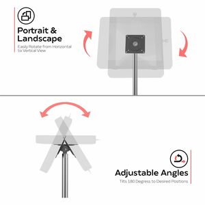 CTA Digital VESA-Compatible, Height-Adjustable Floor Stand - Up to 11" Screen Support - 55" Height - Steel, Metal
