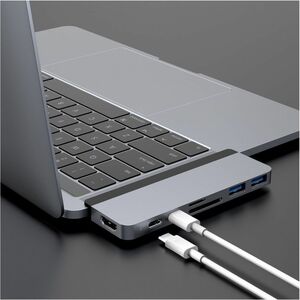 Hyper DUO HD28C-GRAY USB Type C Docking Station - Memory Card Reader - microSD, SD - 100 W - Grey - 4K, 5K - 3840 x 2160, 