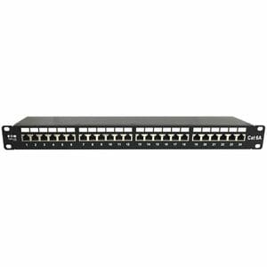 Tripp Lite series N252-024-6A-SH 24 Port(s) Network Patch Panel - Black - TAA Compliant - 24 x RJ-45 - 1U High