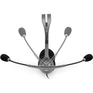 Logitech 有线 头戴式 立体声 耳机 - 黑 - 双声道 - 耳罩 - 32 欧姆 - 20 Hz 到 20 kHz - 235 cm 线缆 - 降噪, 双向 麦克风 - 迷你手机（3.5毫米）