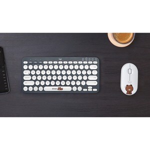 Logitech LINE FRIENDS K380 键盘 - 无线 连接 - 灰 - 蓝牙 - 3 - 10 m - 铬操作系统 - iPad, iPad mini, 平板, 智能电话, iPhone, Apple TV, 笔记本电脑, 台式
