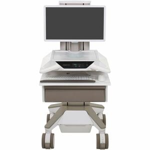 Ergotron CareFit Medical Trolley - TAA Compliant - 1 Drawer - 17.01 kg Capacity - 4 Casters - White, Warm Grey - 68.6 cm (