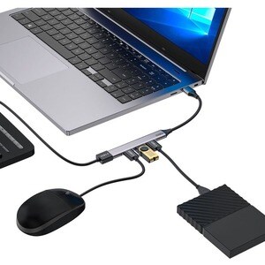 CODi USB-A 4-Port Hub - for Computer - USB Type A - 4 x USB Ports - 1 x USB 2.0 - 2 x USB 3.0 - Gray - Wired