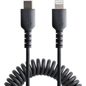1m USB C auf Lightning Kabel, spiralkabel, MFi-zertifiziert, Schnellladekabel für iPhone/iPad/iPod , schwarz, USB C 2.0 - 