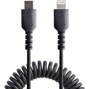 50cm USB C auf Lightning Kabel, spiralkabel, MFi-zertifiziert, Schnellladekabel für iPhone/iPad , schwarz, USB C 2.0 - Cab