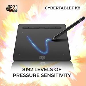 Adesso CyberTablet K8 Graphics Tablet - 5080 lpi - Cable - Black - 203.20 mm x 127 mm Active Area - 8192 Pressure Level - 
