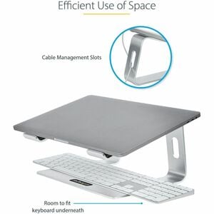 StarTech.com Laptop Stand for Desk, Supports 5kg / 11lb, Aluminum, Silver, Ergonomic Laptop Riser, Portable Laptop Holder 