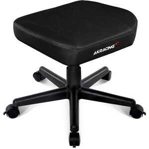 AKRACING Foot Stool - Black PU Leather, High Density Foam (HDF) Seat - Black Frame - 5-star Base
