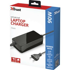 Trust Primo 90 W AC Adapter - Universal Adapter - For Notebook - 120 V AC, 230 V AC Input - 18 V DC Output
