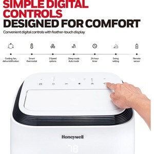 Honeywell HM2CESAWK8 Portable Air Conditioner - 11000 BTU - 500 Sq. Ft. Coverage - Dehumidifier - Remote Control - White