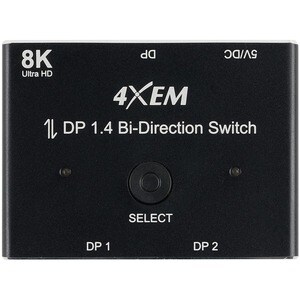 4XEM 8K DisplayPort Bi-Directional Switch - 3 x DisplayPort 1.4 Digital Audio/Video - Female - 1 x Micro USB - Female - 76