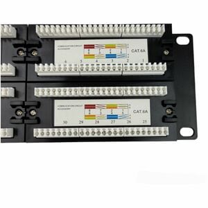 4XEM 48 Port Cat 6A Patch Panel - 48 Port(s) - 48 x RJ-45 - 2U High - Black - 19" Wide - Rack-mountable
