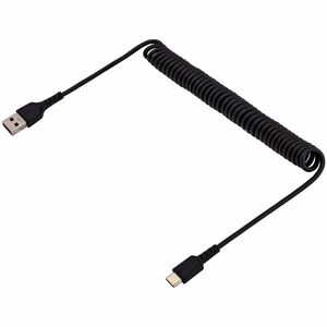 StarTech.com Cable de 1m de Carga USB A a USB C, Cable USB Tipo C en Espiral de Carga Rápida, Cable USB 2.0 A a USBC Negro