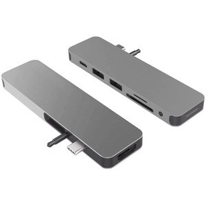 Hyper Model GN21D-GRAY USB Type C Docking Station - Memory Card Reader - SD - Space Gray - 4K - 3840 x 2160 - 2 x USB Type
