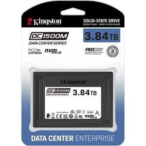 Kingston DC1500M 3.84 TB Solid State Drive - 2.5" Internal - U.2 (PCI Express NVMe 3.0 x4) - Mixed Use - 1 DWPD - 3100 MB/