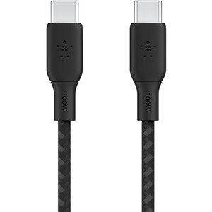 Belkin BoostCharge USB-C to USB-C Cable 100W - (2 meter / 6.6 foot, Black) - 6.6 ft USB-C Data Transfer Cable for MacBook,