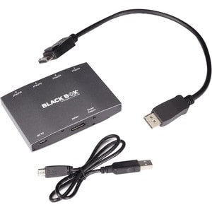 Black Box MST Hub - DisplayPort 1.2, 4K, 4-Port - for Desktop PC, Notebook - DisplayPort - 4 Displays Supported - 4K, 2K -